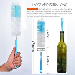 Extra Long 16-Inch Bottle Cleaning Brush Set for Safe & Easy Bottle Care