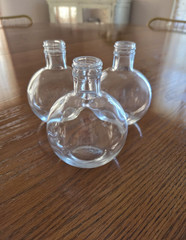 LOT OF 3 Round Recycled Glass Spray Cleaner Bottle by Rail19 no spray nozzles