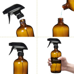 Amber Glass Spray Bottles for Cleaning Solutions (4 Pack) – 16 Ounce, Refilla…