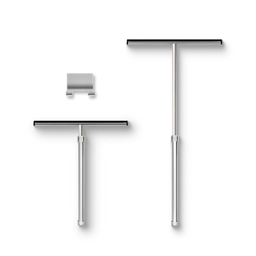 Shower Squeegee with Long Handle and Adhesive Hook. for Glass Doors, Tile Wal…
