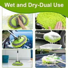 62″ Microfiber Car Wash Brush Mop Kit Mitt Sponge with Long Handle Car Cleani…