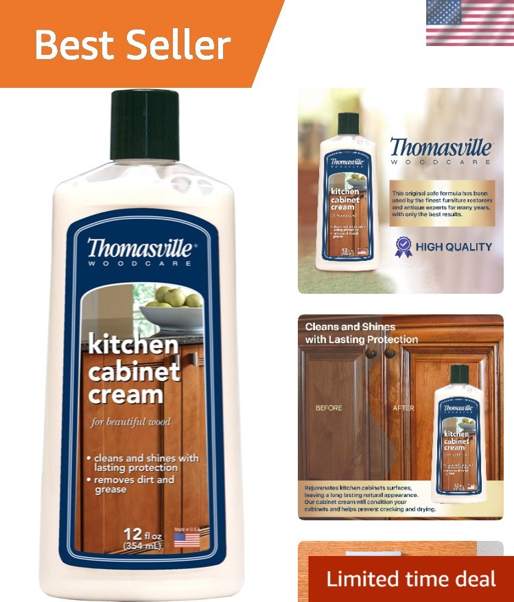 Wood Cabinet Cleaner & Polish – 12 Oz Natural Cream for Easy Shine Restoration