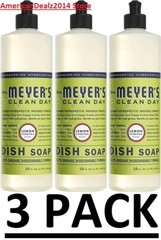 3 PACK – Mrs. Meyer’s CleanDay Liquid Dish Soap Lemon Verbena 16oz (Total 48 oz)