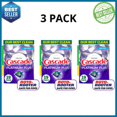 Cascade Platinum Plus Dishwasher Pods Fresh 19ct Dish Detergent, 3 Pack