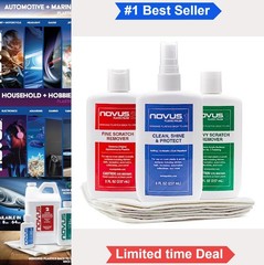 Plastic Cleaner and Scratch Remover Kit 3 Step Set 8 Ounce Each for Acrylic