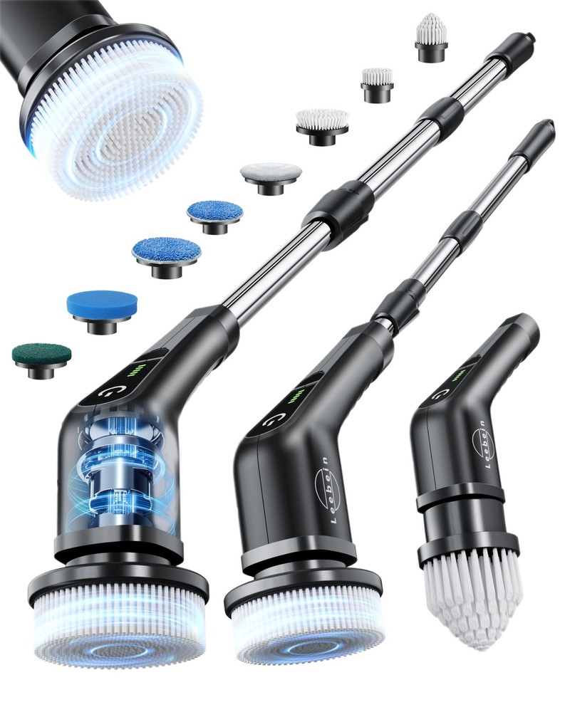 Cepillo De Limpieza Electrico Inalambrico Con 8 Cabezales Y Mango Largo