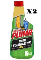 Liquid-Plumr Pro-Strength Hair Eliminator Gel Clog Remover, All Septic Safe- X2