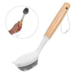 2Pcs Reusable Bamboo Kitchen Brush Set Nonstick Pan Scrubber Comfortable Grip