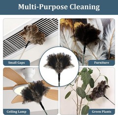 Extendable Feather Duster 47 inches Fluffy Long Handle Reusable Feather Duster