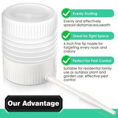2 Pack Diatomaceous Earth Powder Duster with 6 Inch Nozzle Pest Control