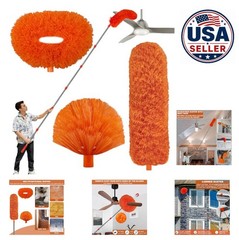 High Reach Cleaning Kit Duster 20 Ft Pole Microfiber Ceiling Fan Cobweb Feather