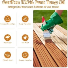 100% Pure Tung Oil Wood Sealer Food Safe Waterproof Finish for Outdoor Furniture