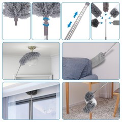 Microfiber Extendable Feather Duster (11pcs) with 100″ Extension Pole, Washab…