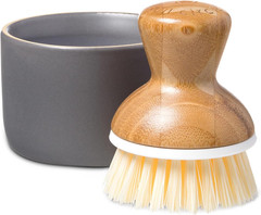 Bubble up Bamboo Dish Brush & Ceramic Soap Dispenser – Family Safe, Formaldehyde