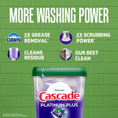 Cascade Platinum Plus Dishwasher Pods Detergent Tabs, Fresh, 47 Count