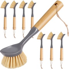 8 Pieces Kitchen Dish Brush with Bamboo Handle Scrub Brush Built in S…