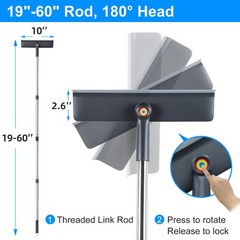 3-in-1 Window Squeegee for Home – 60″ Window Cleaning Kit with 3 Microfiber C…