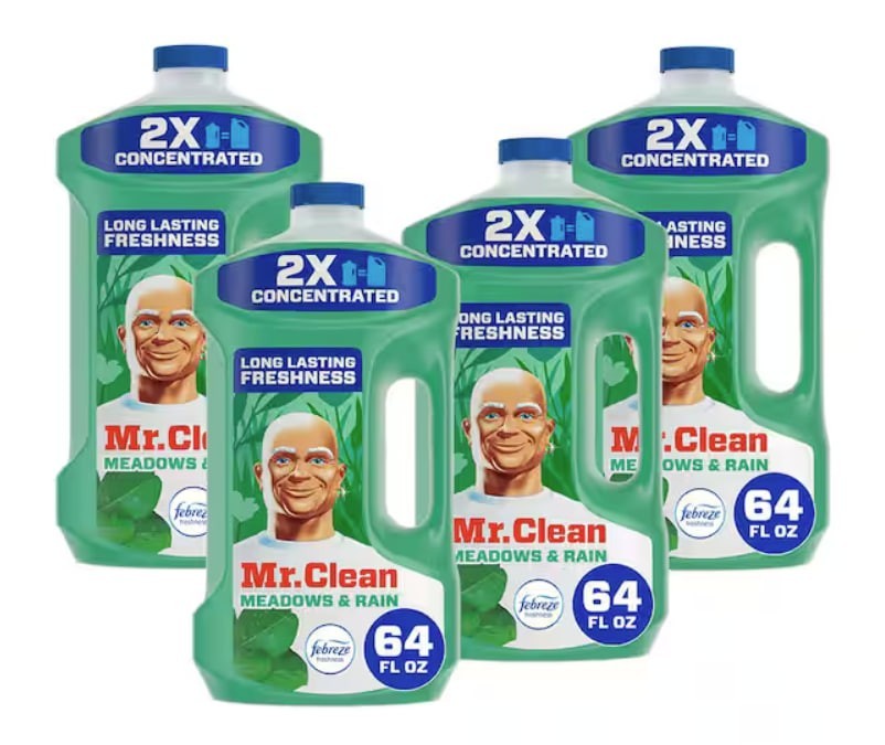 Mr. Clean All Purpose Cleaner 2X, Febreze Meadows & Rain, 64 fl oz Pack of 4
