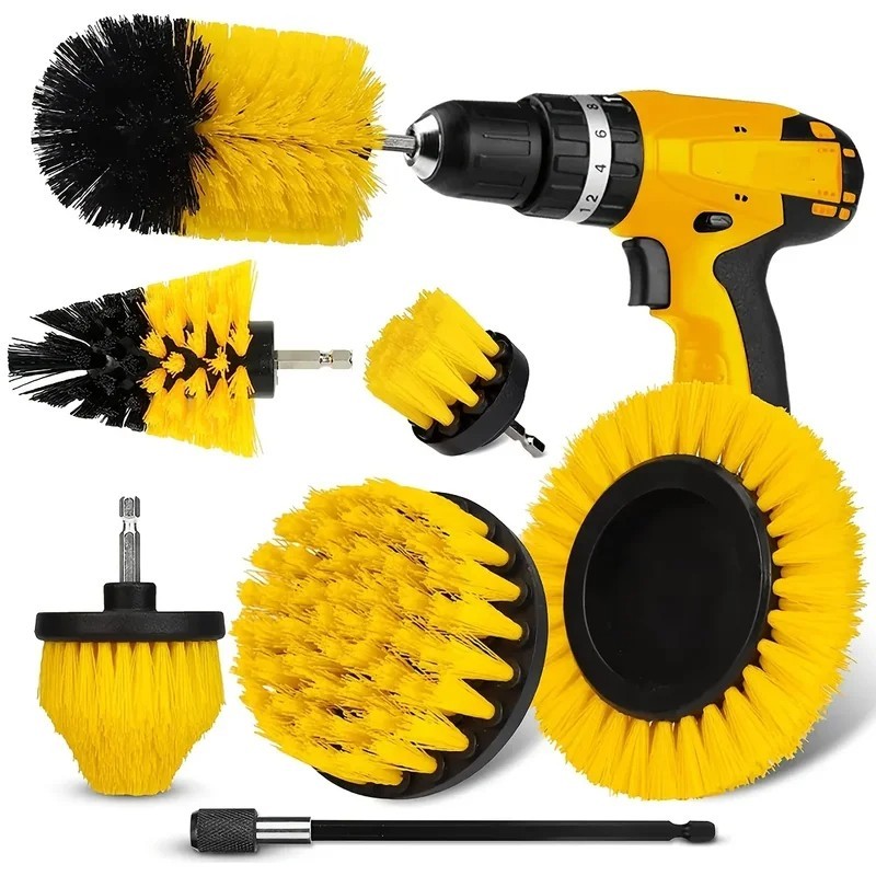 7 Pcs Drill Brush Attachment Set, Power Cleaning Scrub Brush Kit with Extend Lon