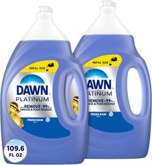 Platinum Dish Soap Liquid, Dishwashing Liquid, Grease Removal, Fresh Rain, 2X54.