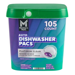 Member’S Mark Platinum Clean Automatic Dishwasher Pacs, Fresh Clean, 105 Ct