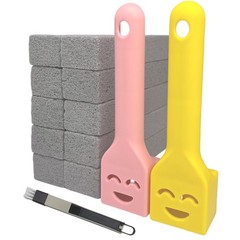 10-Pack of Pumice Cleaning Sticks with 2 Universal Handles and 1 Dustpan Brus…