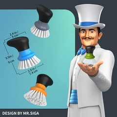 MR.SIGA Dish Scrub Brush, Palm Brush 2.9 x 2.7 x 3.7 inch, Green