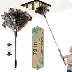 Extendable Ostrich Feather Duster 26″-79″, Real Fluffy Ostrich Feather Duster…