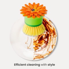 Flower Palm Dish Scrub Brush With Holder Kitchen Brushes For Dishes Sink Brush A