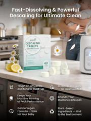 Descaling Tablets for Bottle Washer, Plant-Based Formula with Lemon & Chamomile,
