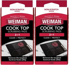 Weiman Cook Top Scrubbing Pads, 3 Count, 2 Pack Cuts Through the Toughest Stains
