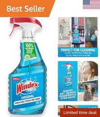 Windex 23 Fl Oz Glass Cleaner – Streak-Free Shine in Recycled Bottle