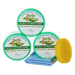 Earth Brite All-Purpose 3x200gr (600gr)(21oz.) Cleaning Kit, Brand New, Pine
