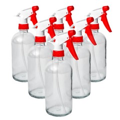 DMSOSTORE 16 oz. Glass Spray Bottles 6 Pack with Red Trigger Sprayer, Adjustable