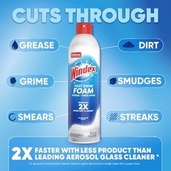 Windex Fast Shine Foam Glass Cleaner, No-Drip Windows, Doors, Mirrors &…