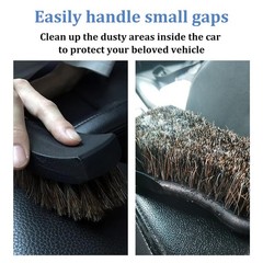 Leather Cleaning Brush for Car Interior, Long Bristle Horse Hair Vehicle Leat…