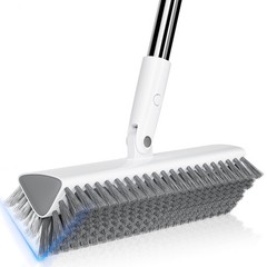 Scrub Brush with Long Handle, Extends to 55 in, Pivoting Triangle Head