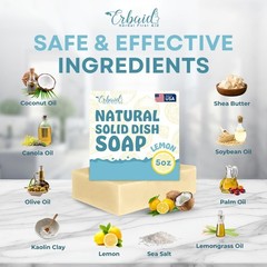 Non Toxic Dish Soap Bar – Natural Solid Dish Soap with Lemon Scent – Eco Frie…