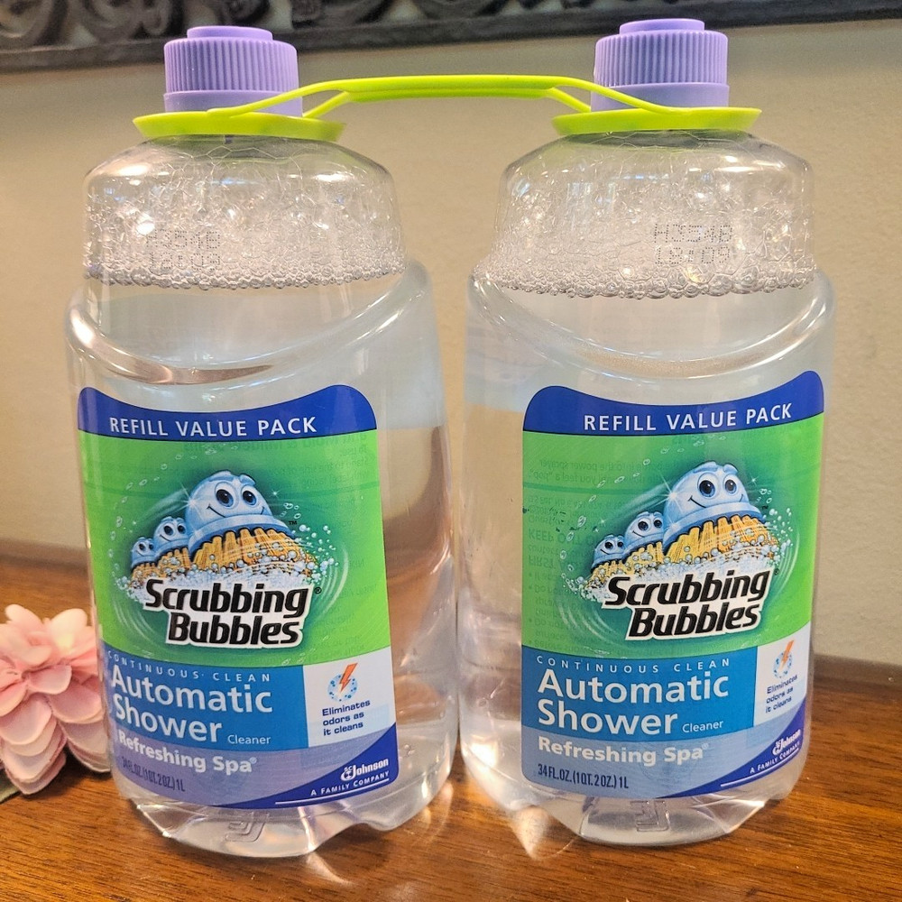 (2) Scrubbing Bubbles Automatic Shower Cleaner Refill 34 oz Each Refreshing Spa