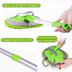 2 in 1 Chenille Microfiber Car Wash Mop Mitt with 46″ Aluminum Alloy Long Han…