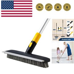 Floor Scrub Brush Telescopic Handle 2 in 1 Scrape Brush Stiff Bristle Shower …