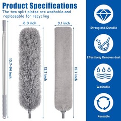 Feather Duster Set (4 Pieces), 30-100 inch Microfiber Retractable Gap Duster …