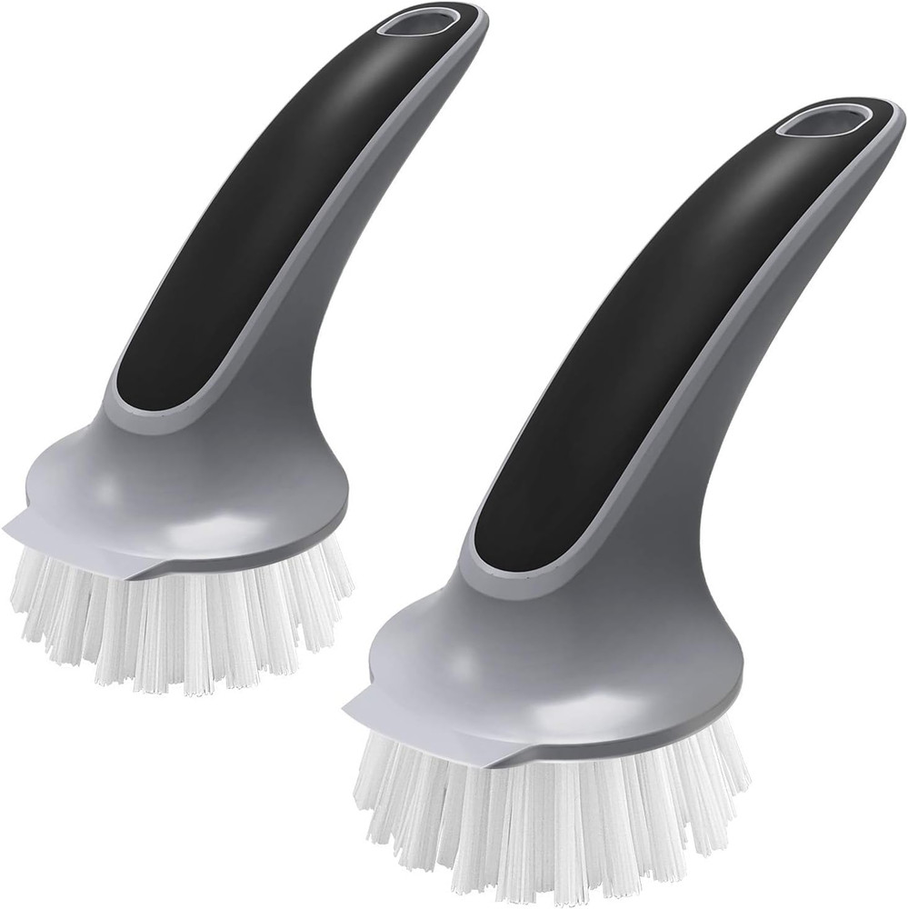 Pot and Pan Cleaning Brush, Dish Brush for Kitchen, Gray, Pack of 2