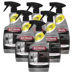 6 Pack Weiman 22oz 3-in-1 Stainless Steel Cleaner & Polish Spray No-Streak Shine