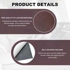 2 PCS Leather Repair Patch Tape, 4 x 8 Inch PU Vinyl Repair Color: Dark Brown