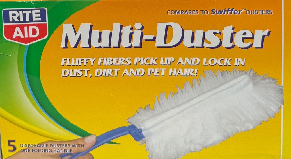 RieAid 5 Disposable Duster and One Folding Handle Multi Surface Spring Clean