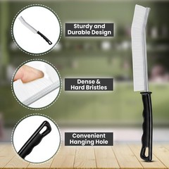 Crevice Cleaning Brush Set – 3Pcs Hard Bristle Cleaning Tools (2 Black & 1