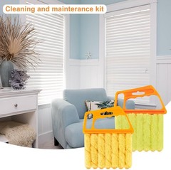 2 Pcs Window Blind Cleaner Duster Tool, Hand-Held Duster Color: Orange、yellow