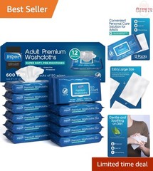 Adult Wet Wipes Wash Cloths 8x12in Hypoallergenic Aloe Vera 600 Count