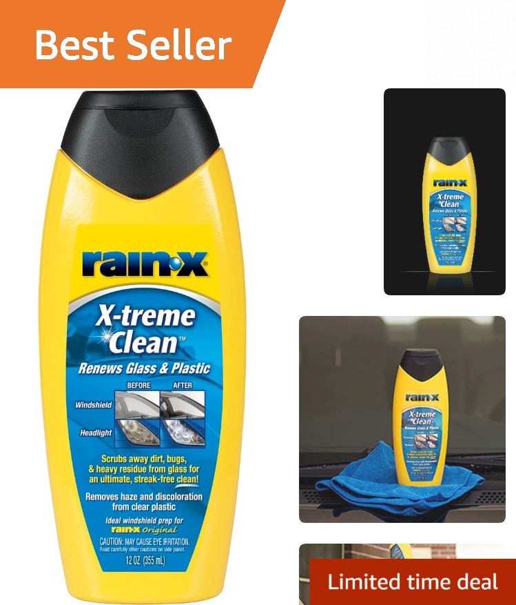 12 Fl Oz Unscented Glass Cleaner – Rain-X X-Treme Clean for Crystal Clear Vision